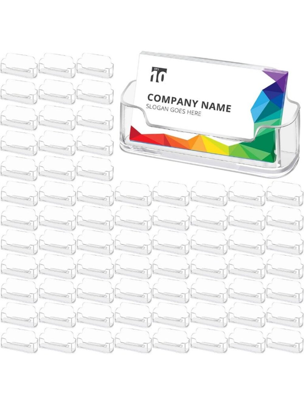 Clear Acrylic Business Card Holder Stand - 100 Pack, Desktop Display for Office